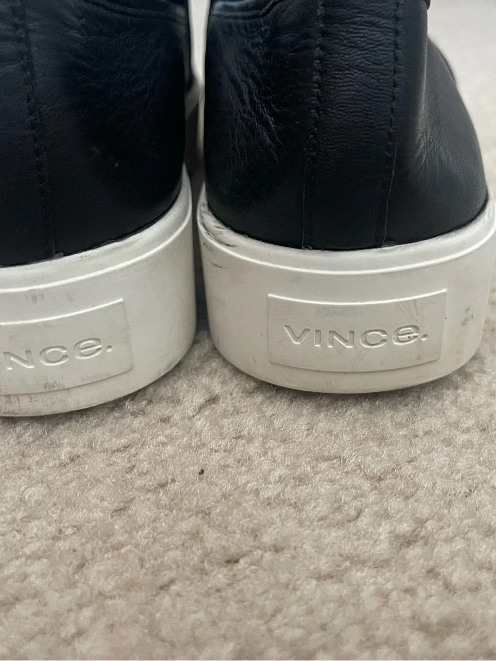 Vince Warren Black Smooth Leather slip on Platform sneakers Size 9.5